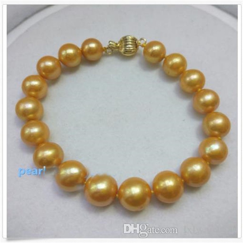Kralen naturel 12-11MM ZUIDZEE gouden PAREL ARMBAND 14K GOUDEN SLUITING