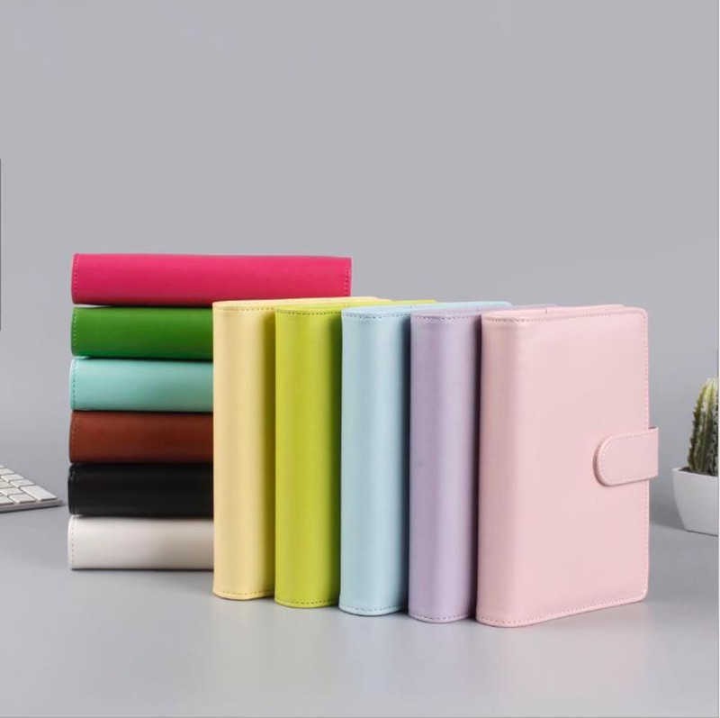 A6 Notebook Binder Gros 6 Anneaux Spirale Business Office Planner Agenda Budgets Reliures Macaron Couleur PU Couverture En Cuir Binder Poches