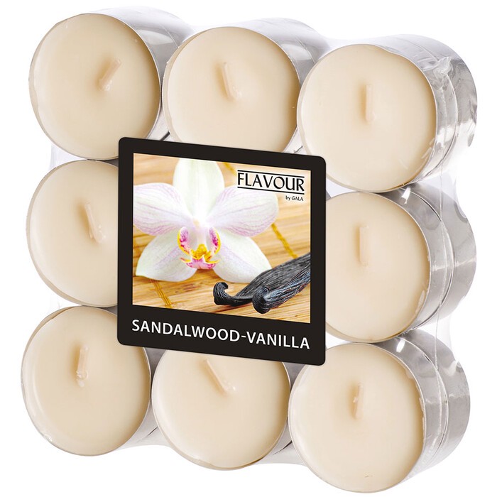 Duftlichter Sandelholz-Vanille Ø 3,8 cm 18 Stück creme