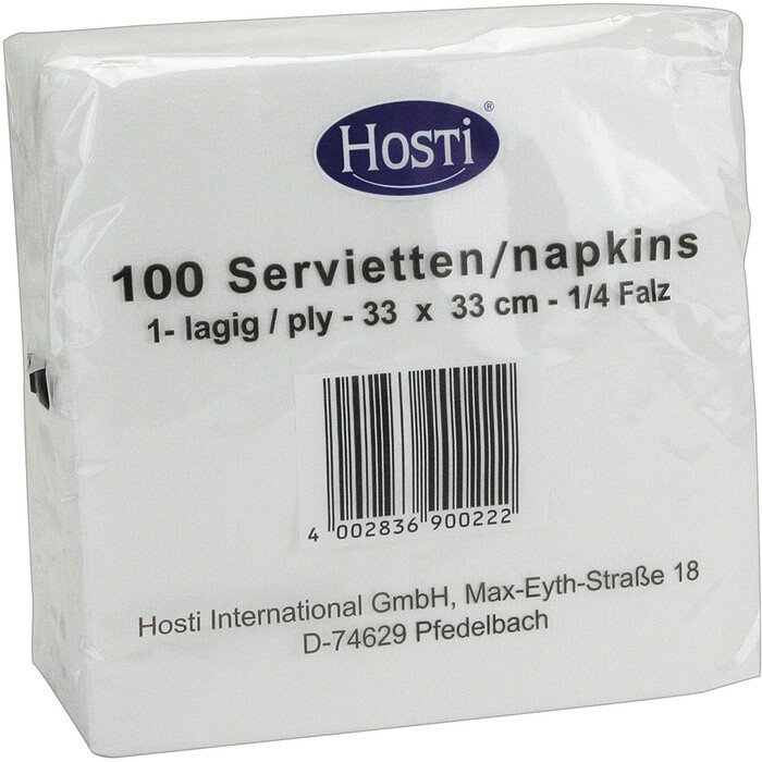 HOSTI Serviette 33 x 33 cm 100 Stück weiß