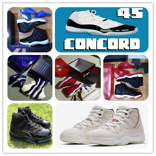 11 DMP Cool Grey Cherry Mens Chaussures de basket-ball Concord 45 Platinum Tint Cap et robe 11s XI Space Jam élevé Win comme 96 82 REAU