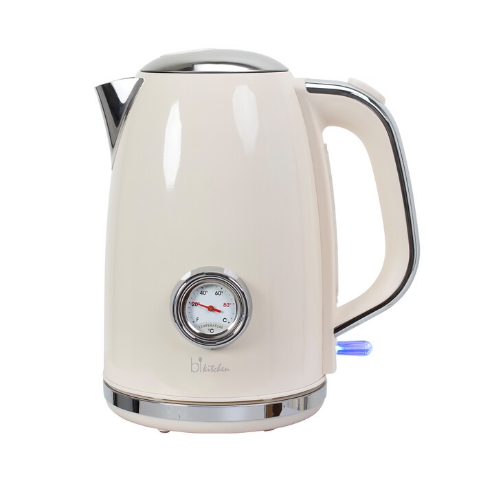 B-KITCHEN Wasserkocher Retro 1,7 Liter cremeweiß