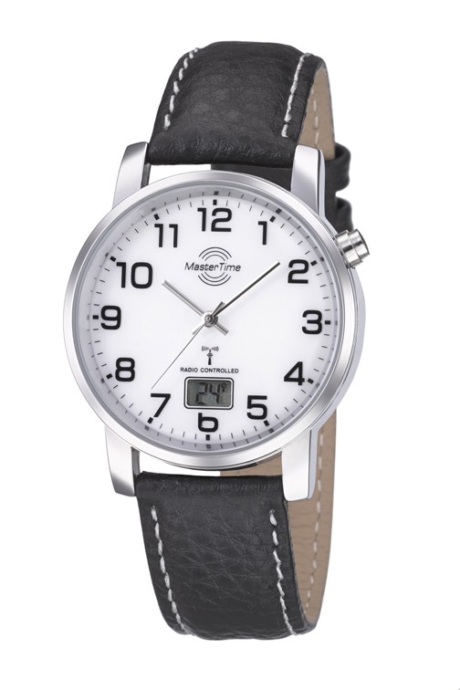 MasterTime Herren-Funkuhr Basic, weiß - MTGA-10294-12L