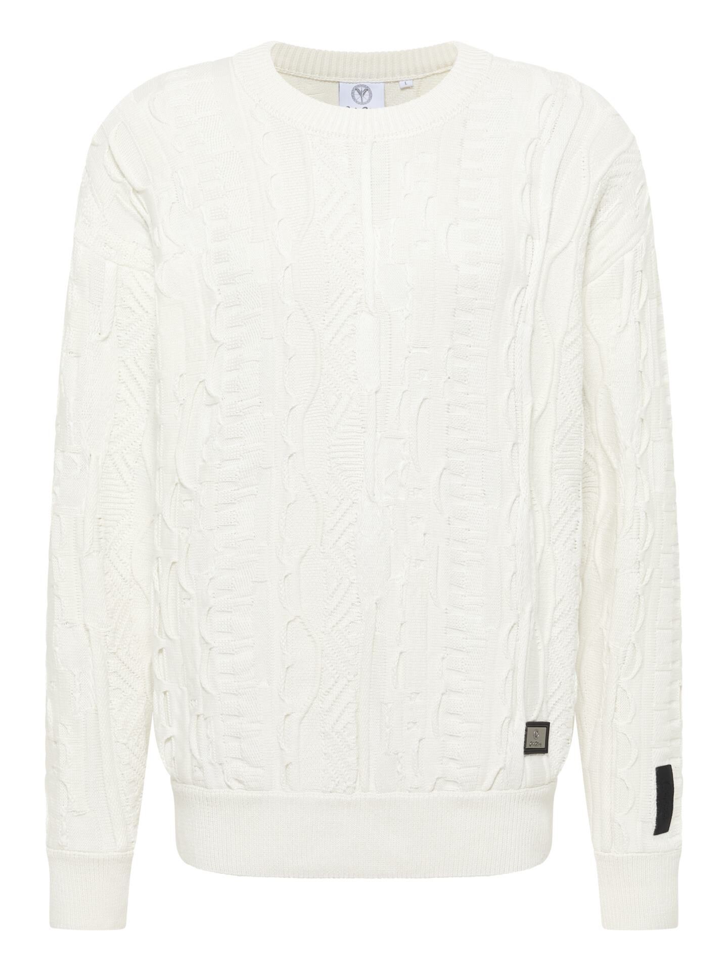 Carlo Colucci Strickpullover mit Stickerei - L L Weiß Weiß