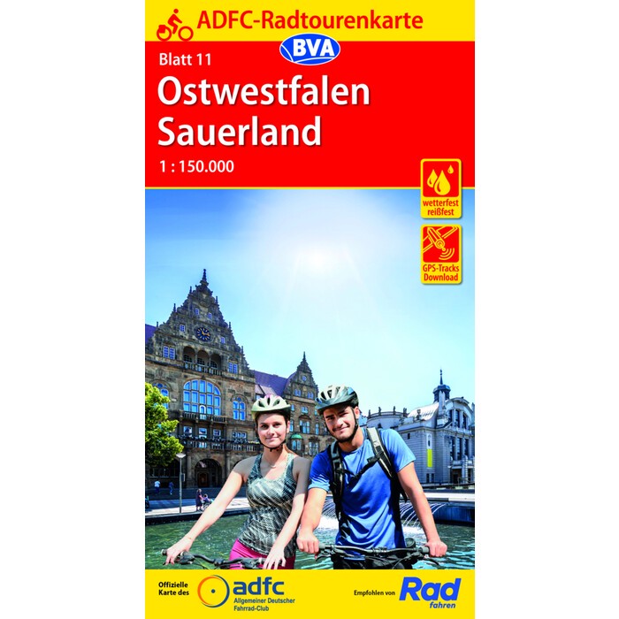 ADFC-Radtourenkarte 11 Ostwestfalen Sauerland 1:150.000, reiß- und wetterfest, E-Bike geeignet, GPS-Tracks Download