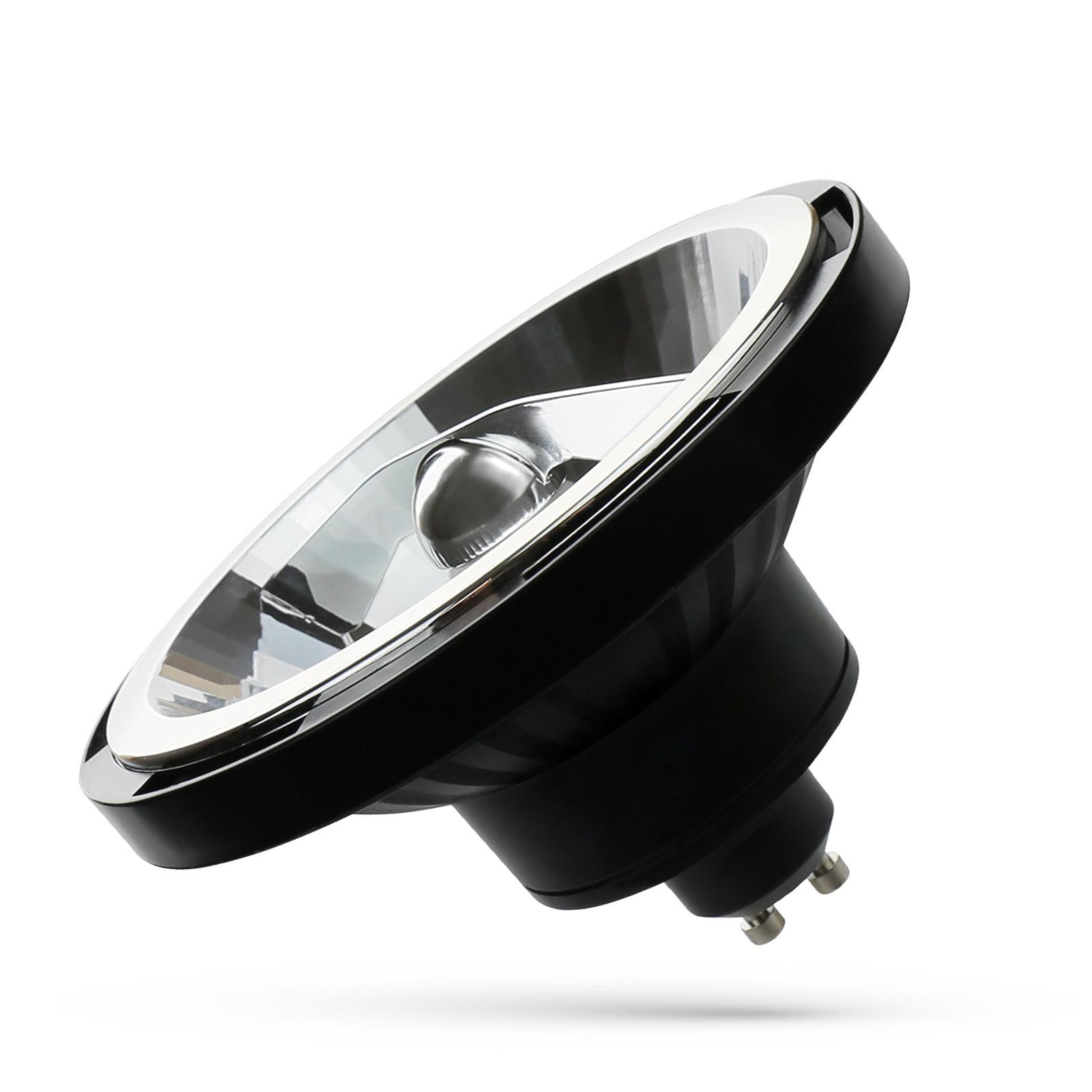SpectrumLED® AR111 GU10 LED Leuchtmittel, Strahler schwarz, warmweiss 3000K 12W = 100 Watt 1050 Lumen 230V Winkel 45º Länge 74 mm