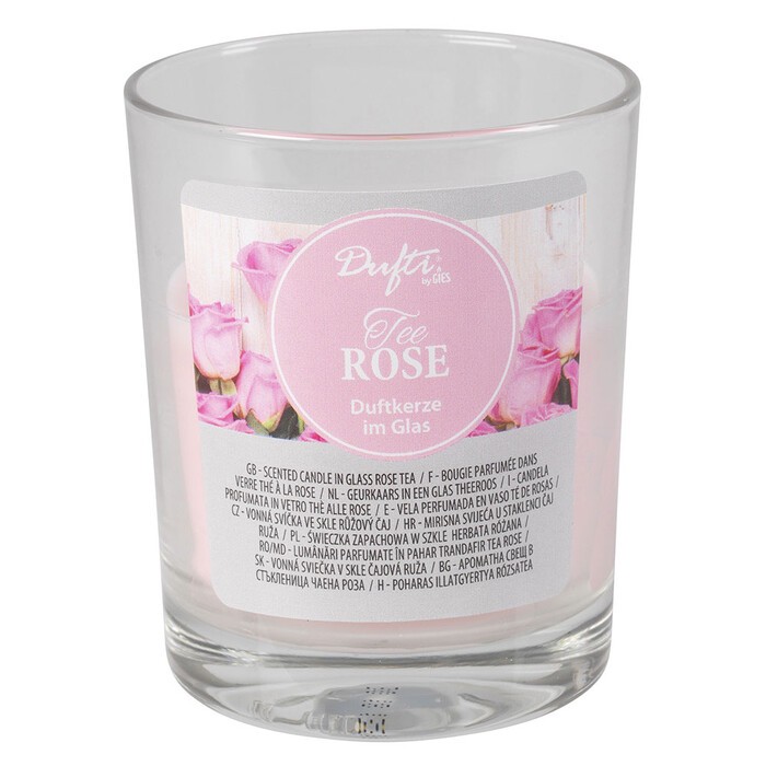 GIES Duftkerze im Glas Tee Rose 8,6 x 7 cm rosa
