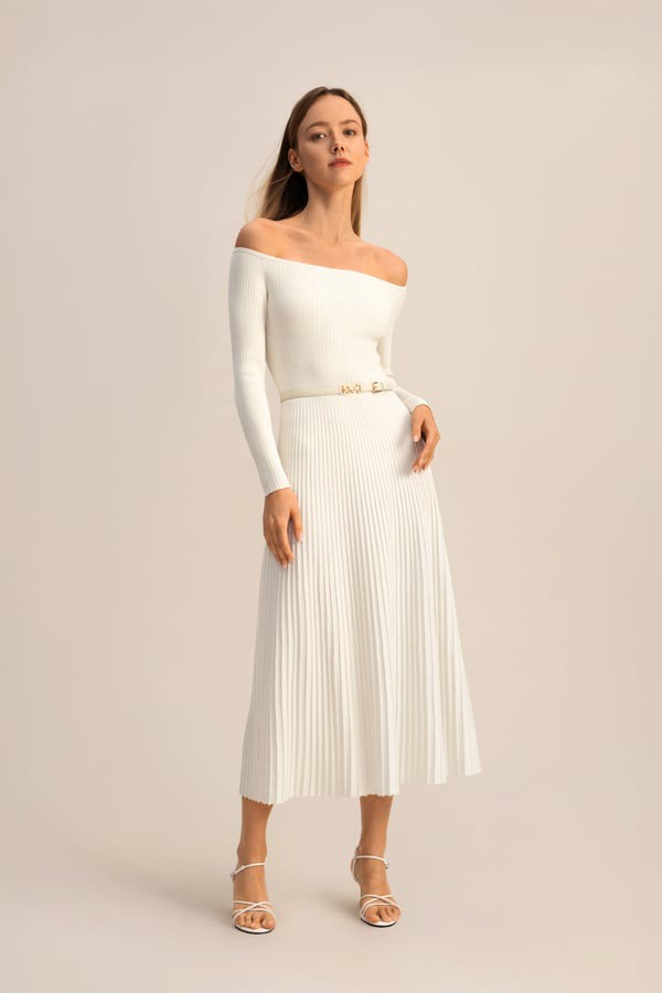 LILYSILK Strickkleid Gesponnener Seidenstrick Papyrusweiß S DE