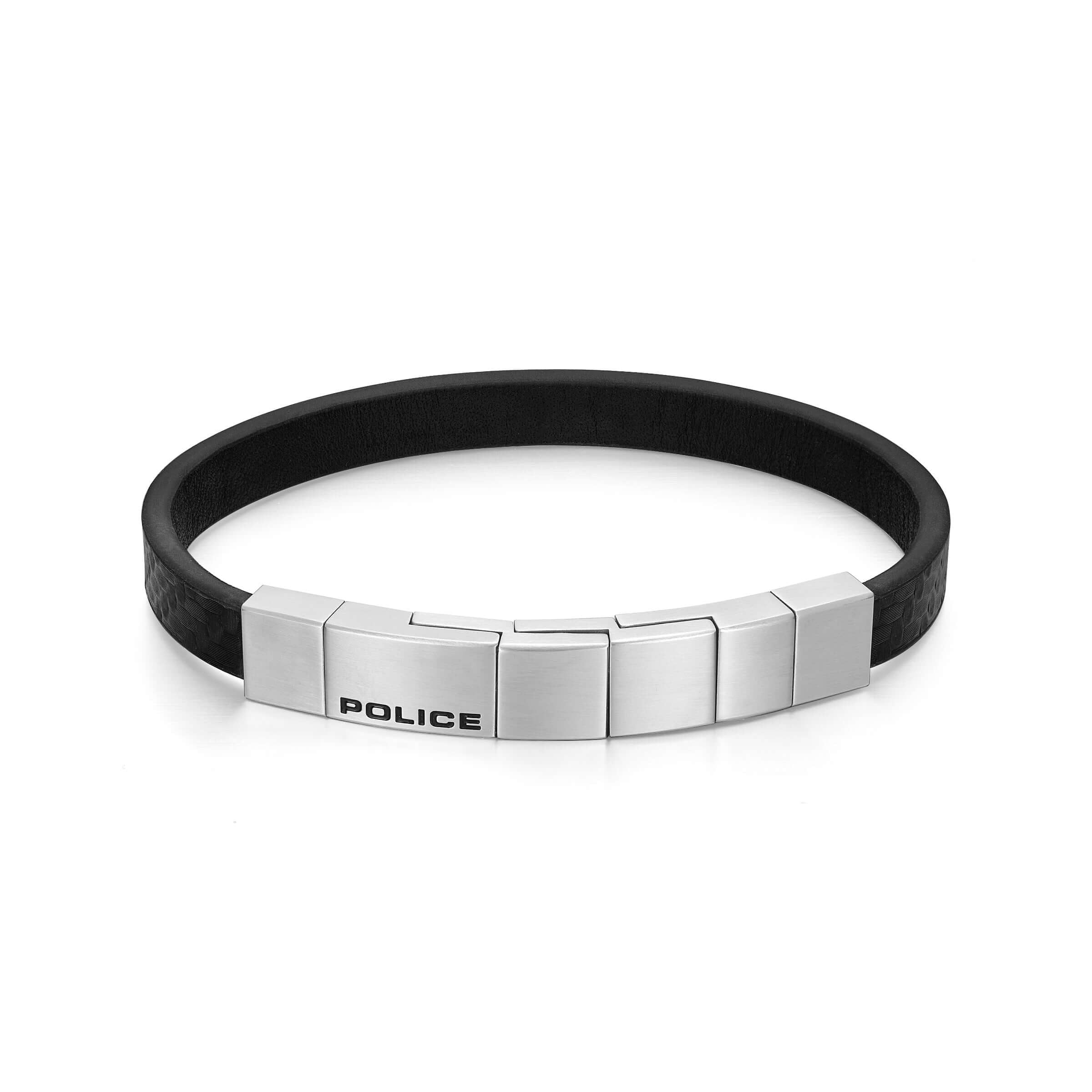 Police Herren Armband Leder Schwarz Edelstahl Herrenarmband Leder Manschette Lederarmband Armbänder Herren Armbänder Leder Herren