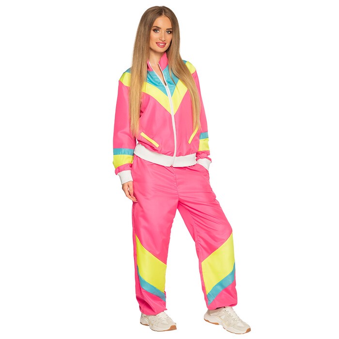 Trainingsanzug Retro Frau Größe L neonrosa