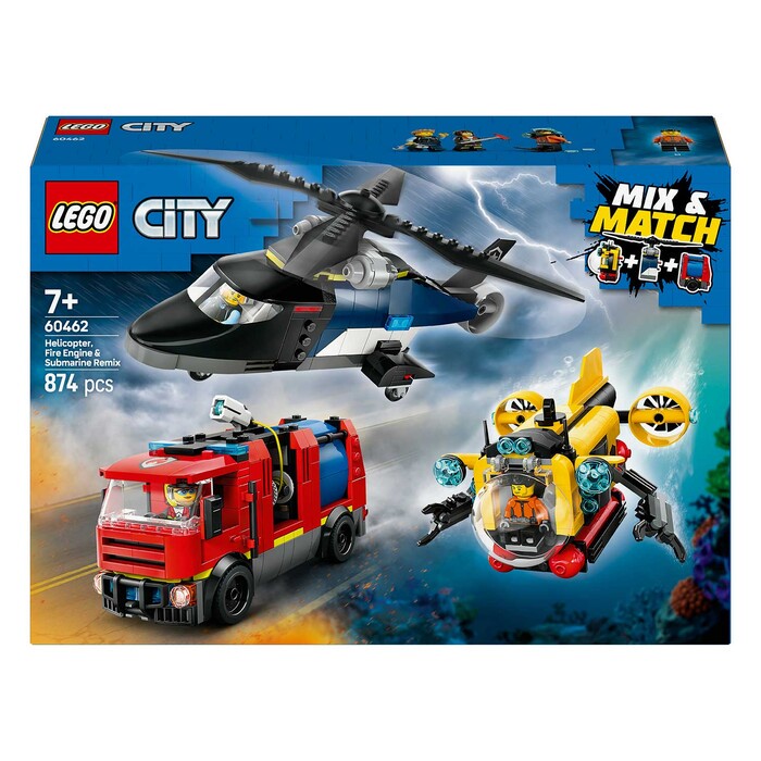 LEGO® City Kombinationsset mit Hubschrauber, Löschauto und U-Boot 874 Teile 60462