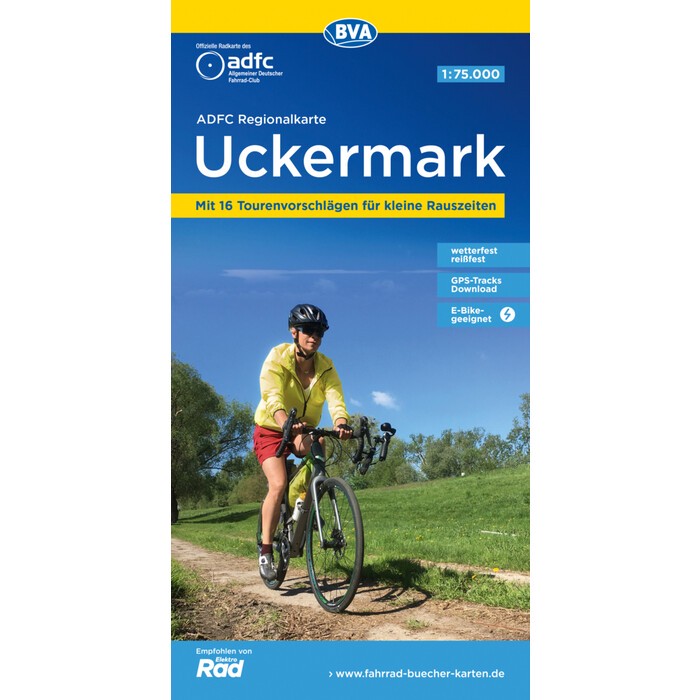 ADFC-Regionalkarte Uckermark, 1:75.000, mit Tagestourenvorschlägen, reiß- und wetterfest, E-Bike-geeignet, GPS-Tracks-Download