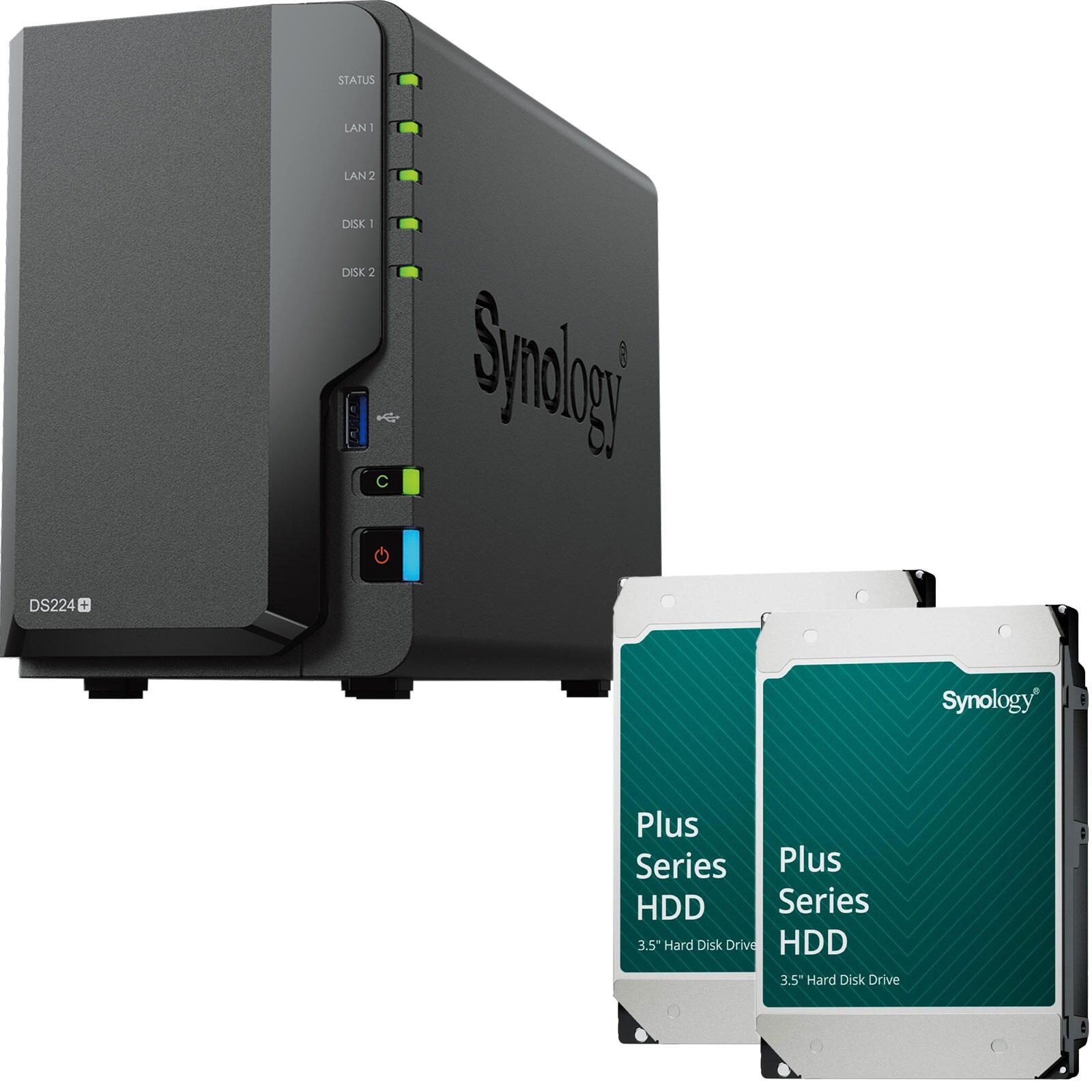 Synology DiskStation DS224+ 2 Einschübe NAS-Server + 2x 12TB (24TB) Synology Plus 3.5