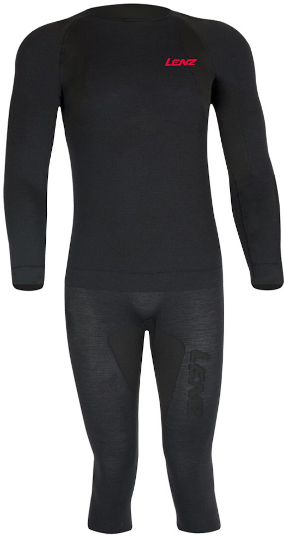 Lenz Merino 3/4 Funktionswäsche Set, schwarz, Größe 2XL 3XL für Männer