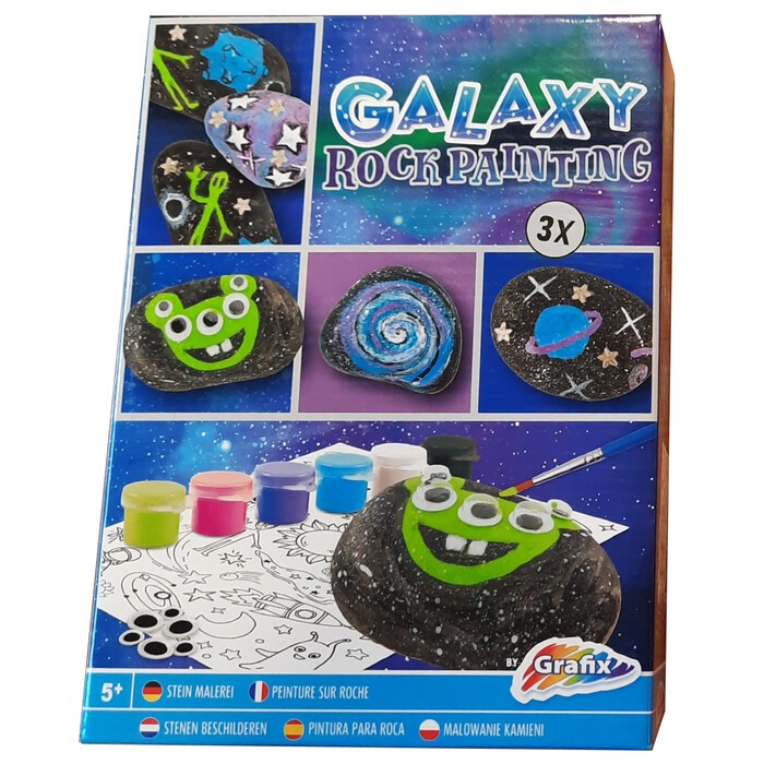 GRAFIX Bastelset Steine Bemalen Galaxy inkl. Zubehör