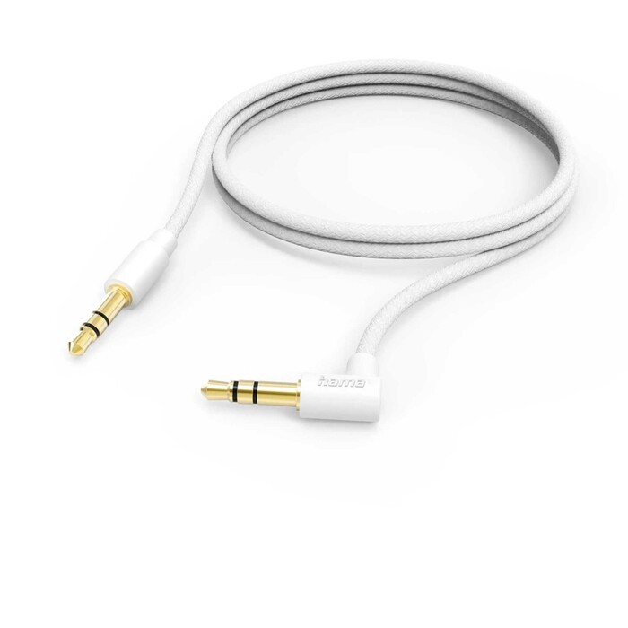 HAMA AUX-Kabel 3,5mm Klinke 90° Winkelstecker 1m weiß