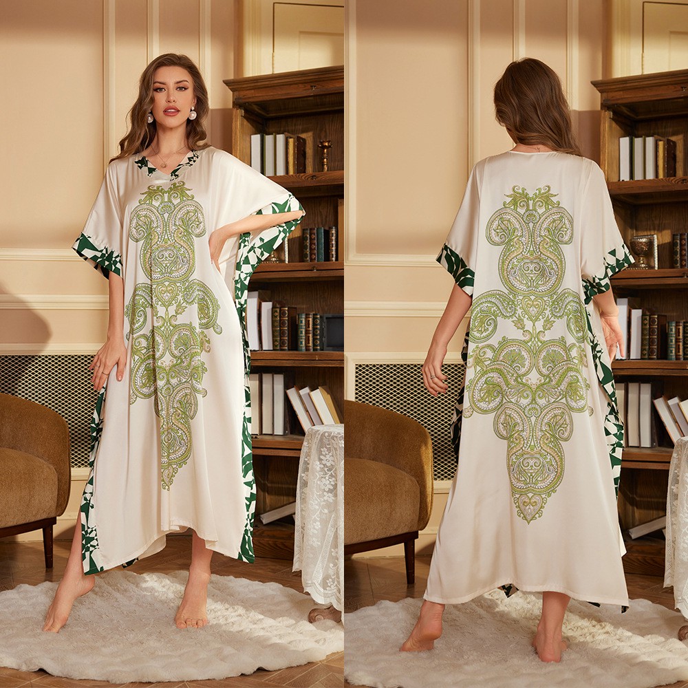 B668-Spring and Automn New Style Feather Pyjama Pyjama Femme à manches longues et pantalons pour femmes de haute qualité Luxe Loose Ice Silk Home