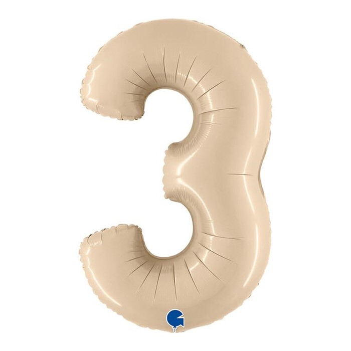 GRABO Heliumballon Satin Cream Zahl 3 beige