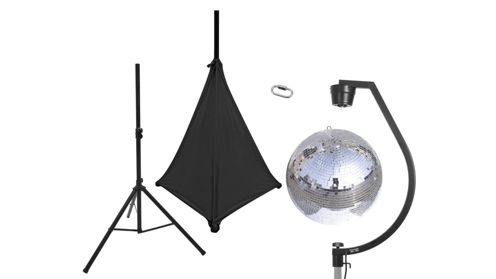 EUROLITE Set Spiegelkugel 50cm mit Stativ und Segel schwarz