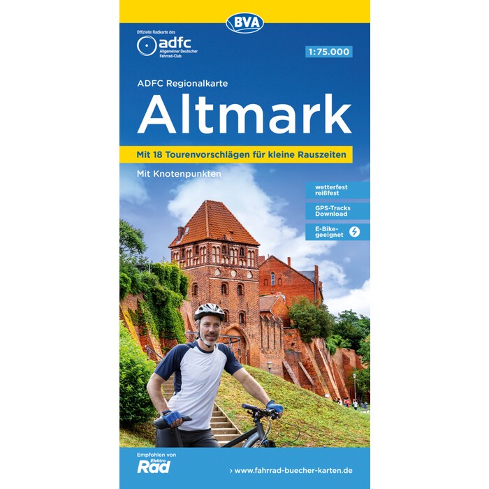 ADFC Regionalkarte Altmark mit Tourenvorschlägen, 1:75.000, reiß- und wetterfest, GPS-Tracks Download, E-Bike geeignet, mit Knotenpunkten