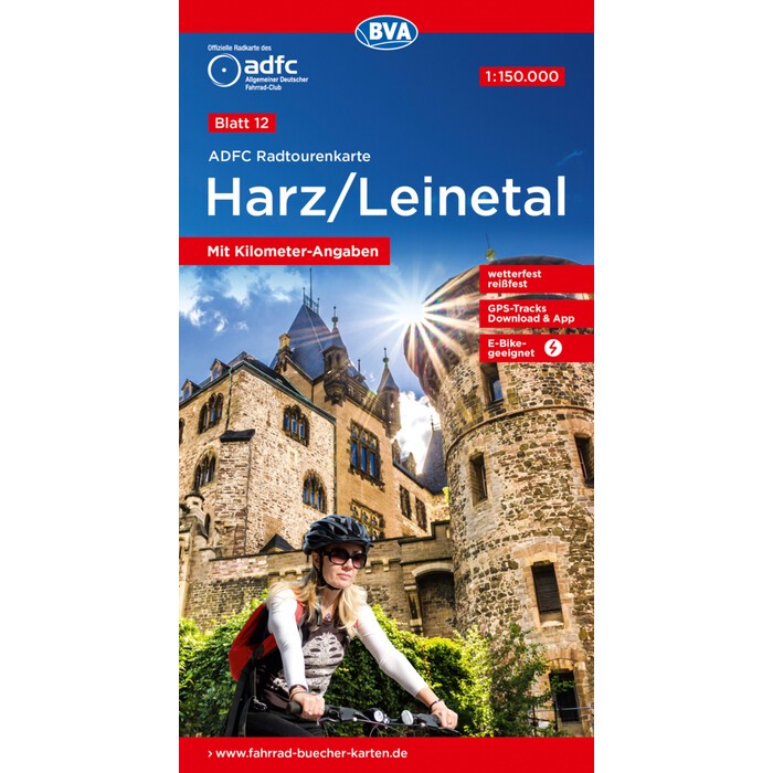 ADFC-Radtourenkarte 12 Harz /Leinetal 1:150.000, reiß- und wetterfest, E-Bike geeignet, GPS-Tracks Download, mit Bett+Bike Symbolen, mit...