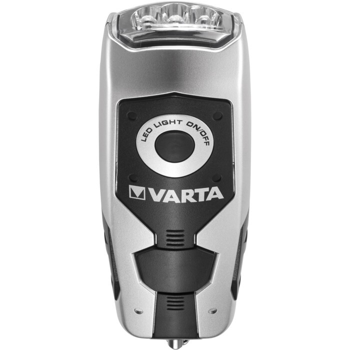 VARTA Dynamo-Taschenlampe LED mit Akku silber