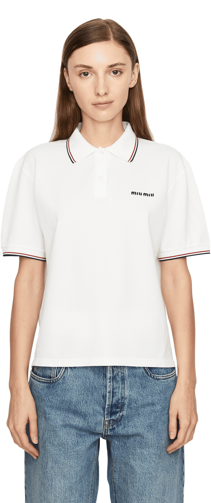 Kurzarm Poloshirt Weiß