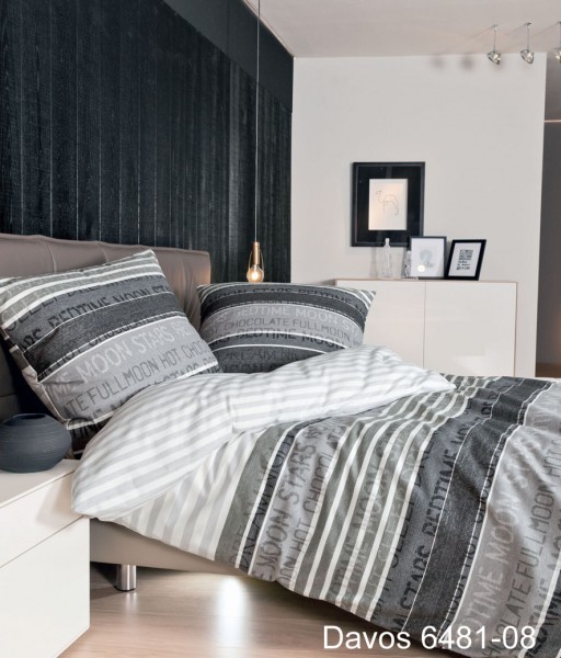 Janine Janine Feinbiber Bettwäsche DAVOS 6481 platin graphit Größe:  240x220 cm + 2x80x80 cm