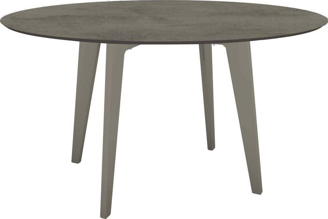 Stern Tisch Ø 134 cm Aluminium - anthrazit Silverstar Dekor Zement hell