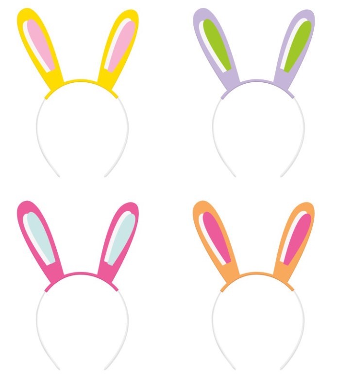 4 Bunte Osterhasenohren Haarreifen