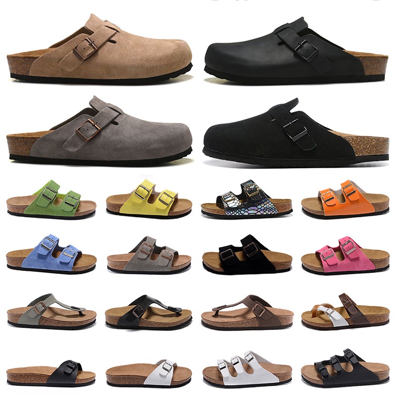 Birkenstock Boston Sabots Allemagne Pantoufles Hommes Femmes Designer Diapositives Sandales Femmes Plage Sandale Clog Tongs Daim Cuir Semelle Sou