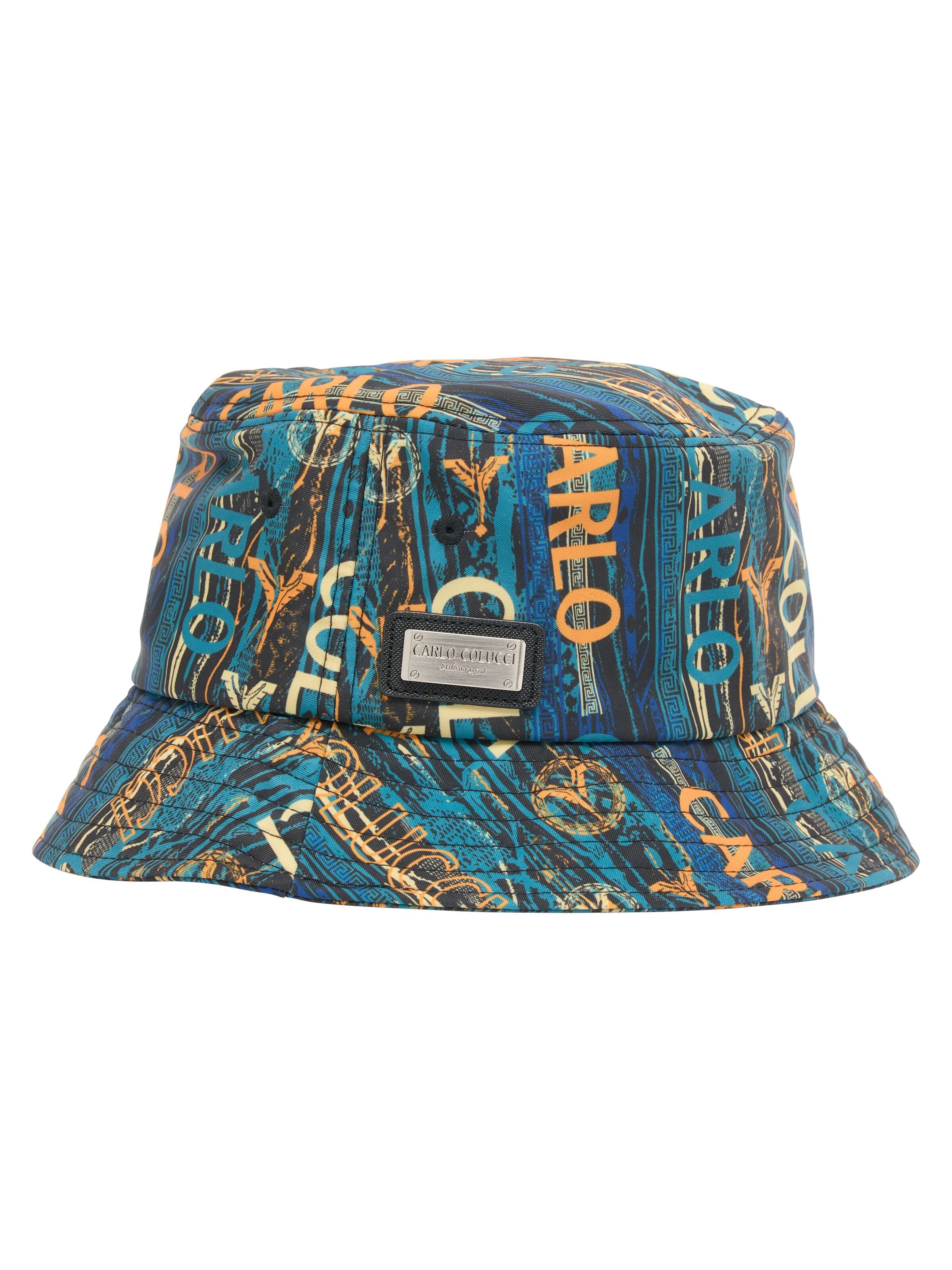 Carlo Colucci Unisex Fischerhut mit Alloverprint - Schwarz / Mehrfarbig L-XL