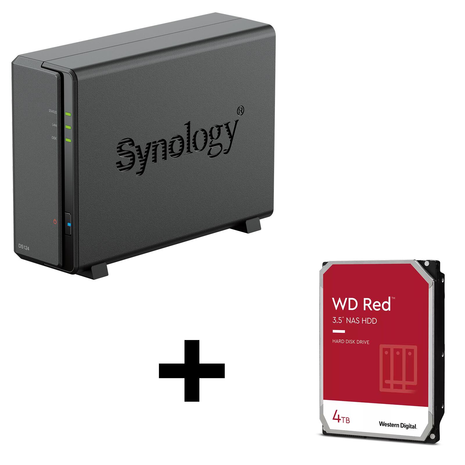 Synology DiskStation DS124 1 Einschub NAS-Server Leergehäuse + 1x WD Red SATA 3.5