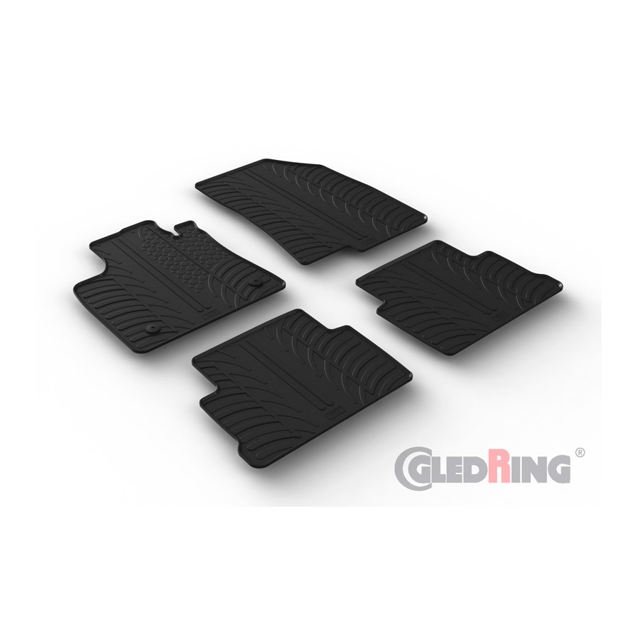 Tapis en caoutchouc adaptés pour Dacia Jogger 2022- (T-Design 4 pièces + clips de fixation)