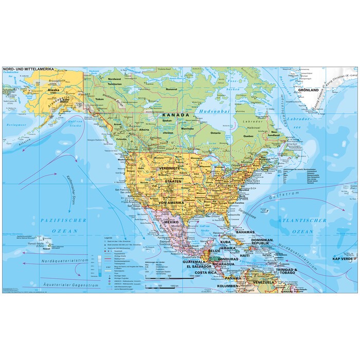 Stiefel Wandkarte Großformat Nord- und Mittelamerika politisch