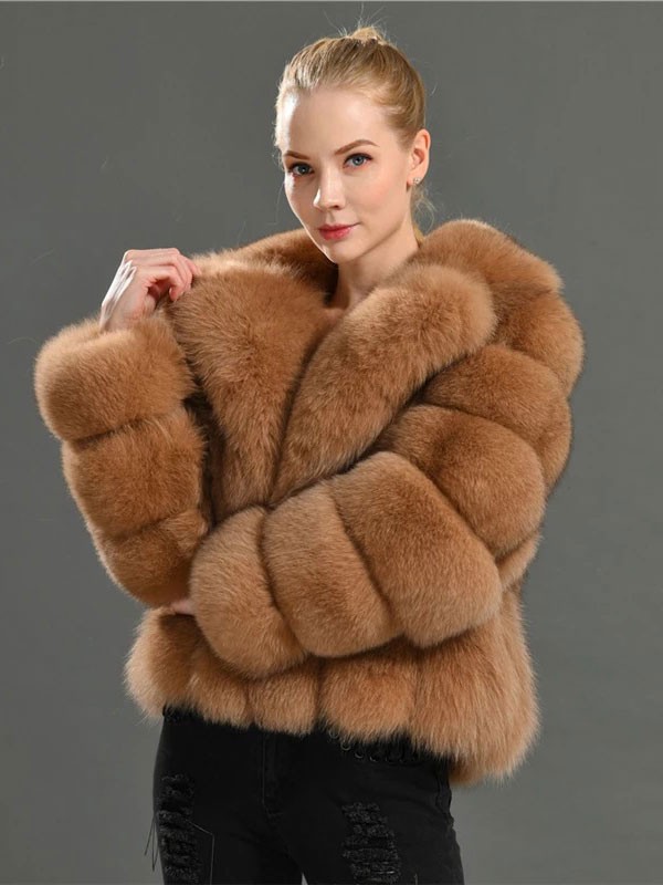Flauschiger Kunstpelz-Kurzmantel mit Revers Umweltfreundliche Winterjacke für Damen 2025
