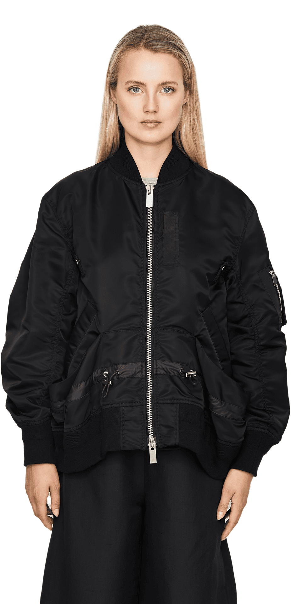 Bomberjacke mit Kordelzug Schwarz
