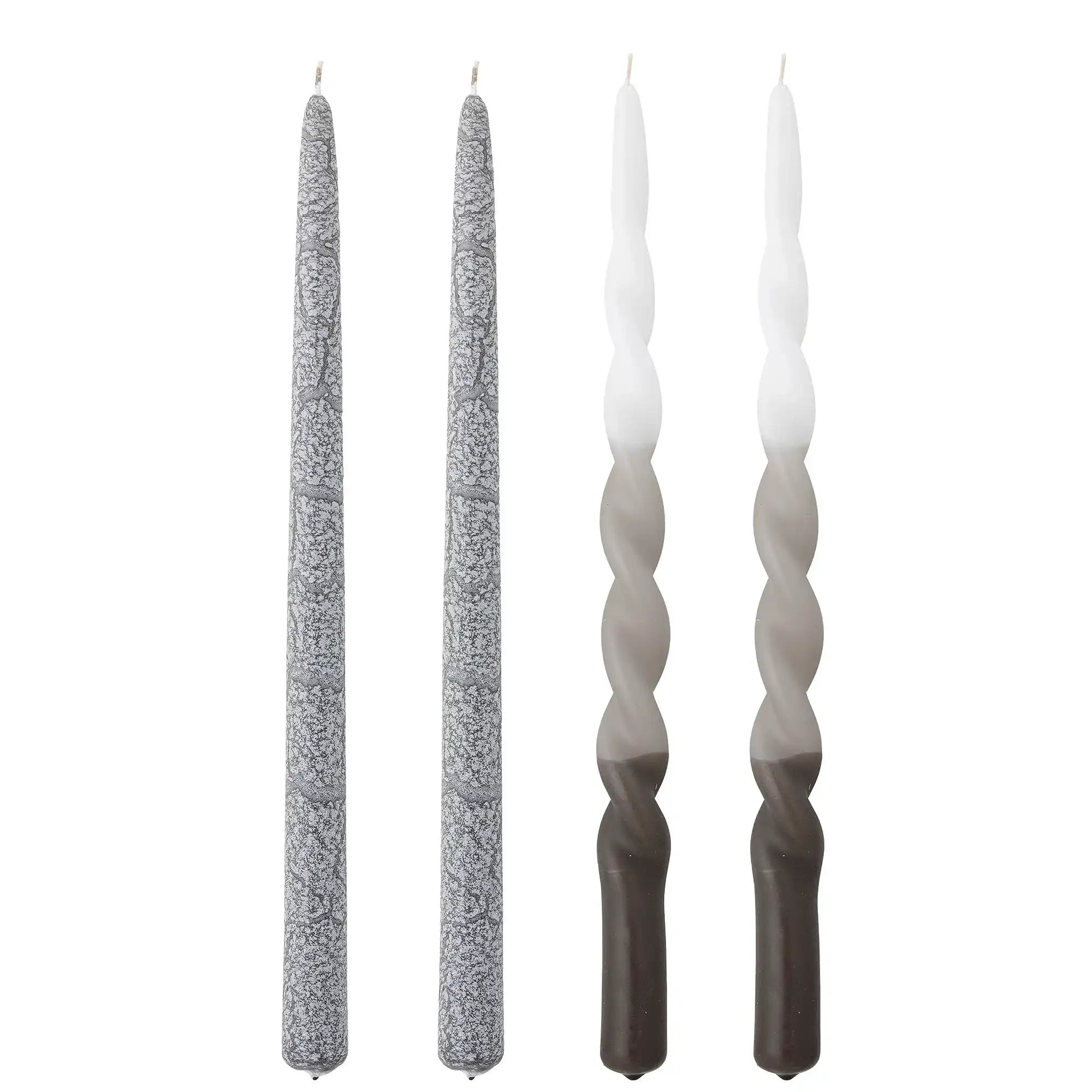 Bloomingville Kerzen Paraffin grau Frost Set - 4 Stück