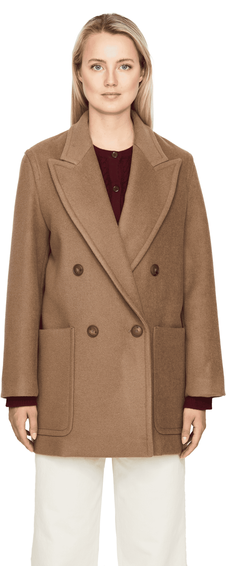 Woll-Cashmere-Cabanjacke Beige