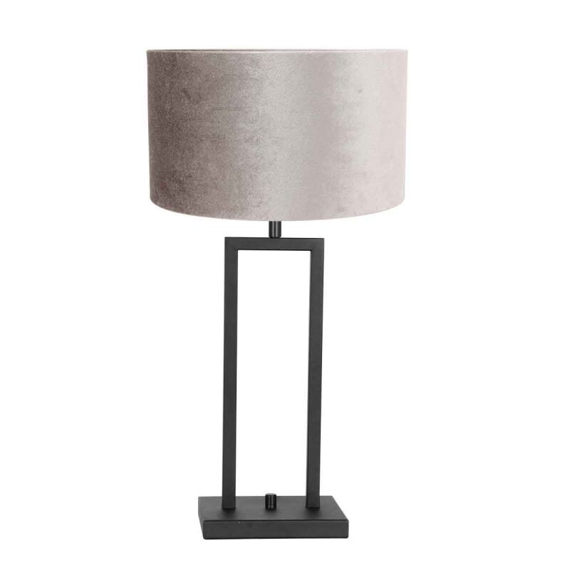 Steinhauer Tischleuchte Stang schwarz Schirm Velours silber-grau