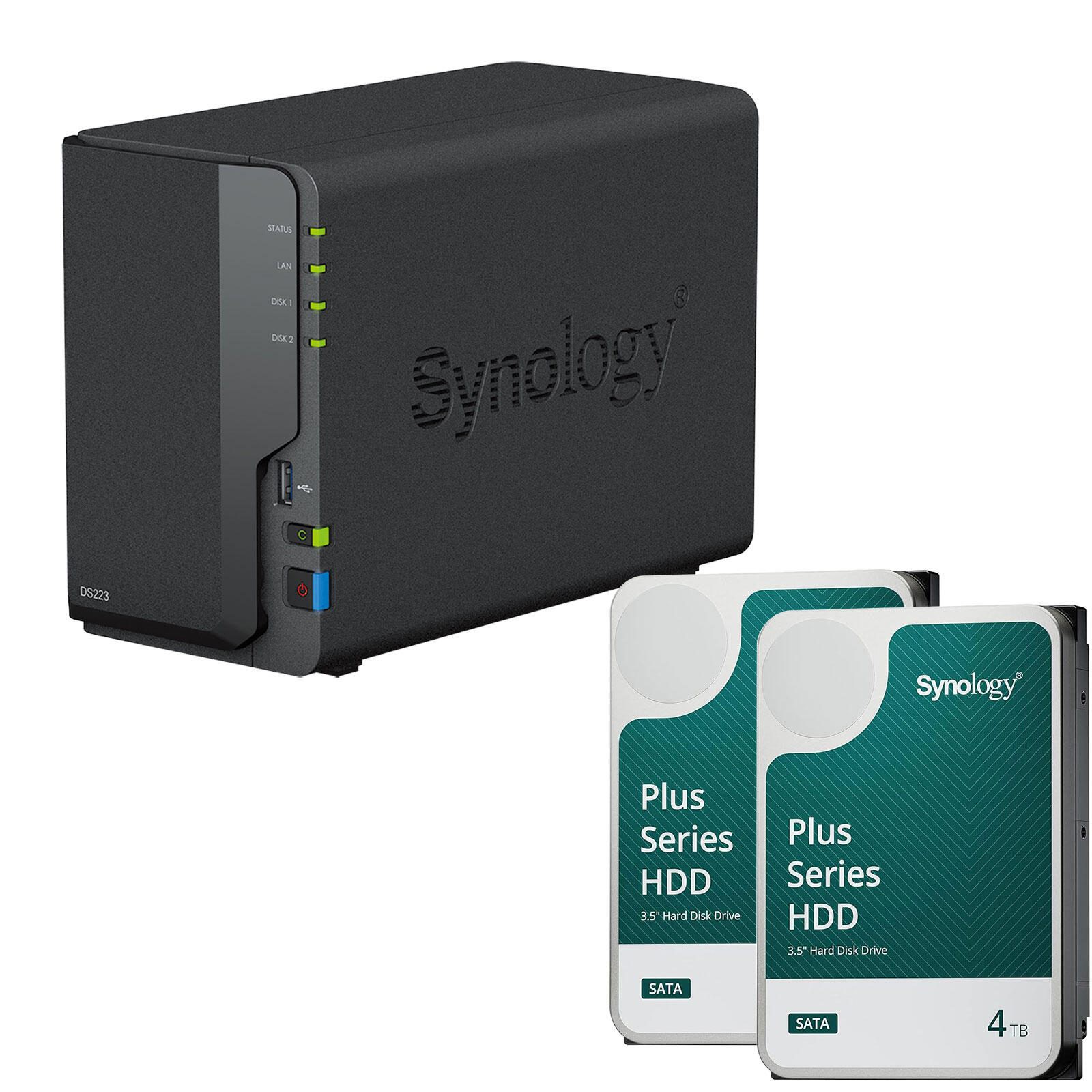 Synology DiskStation DS223 2 Einschübe NAS-Server Leergehäuse + 2x Synology Plus 3.5