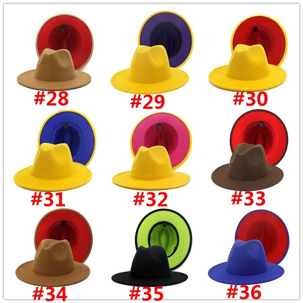 Panama Cap Jazz Formel Chapeau Lady Fedora Chapeaux Fedora Chapeaux Mode Patchwork Large Brim Caps Unisexe Trilby Chapeau pour hommes Femmes Femm