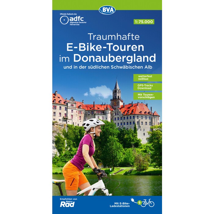 ADFC Traumhafte E-Bike-Touren im Donaubergland 1:75.000, reiß- und wetterfest, GPS-Tracks Download, mit Tourenvorschlägen