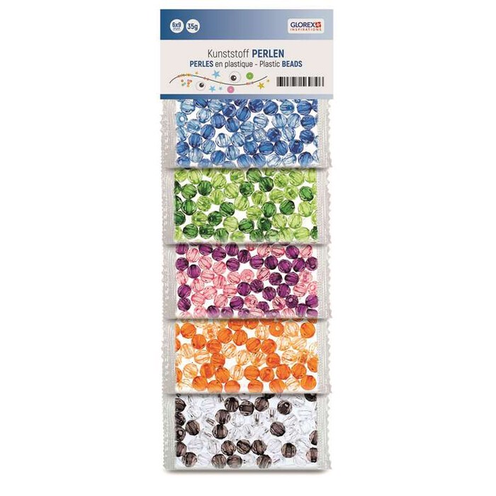 GLOREX Kunststoff Perlen 50 g halb-transparent mehrere Farben