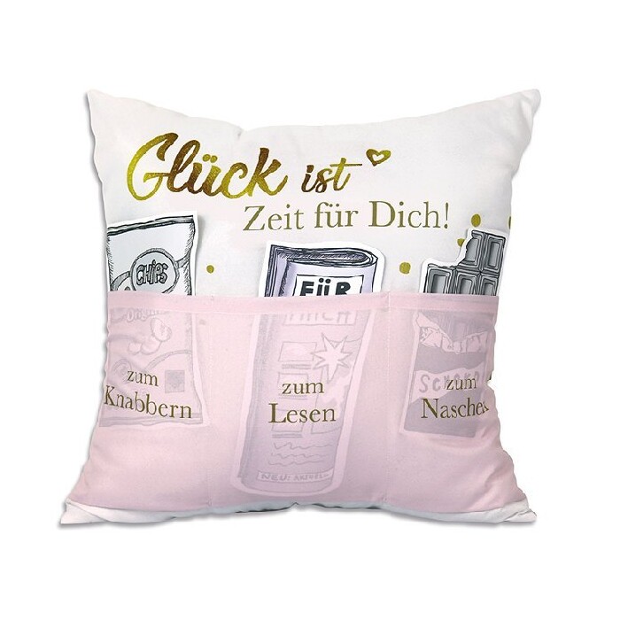Kissen Glück ist Zeit für Dich! 43 x 43 cm bunt