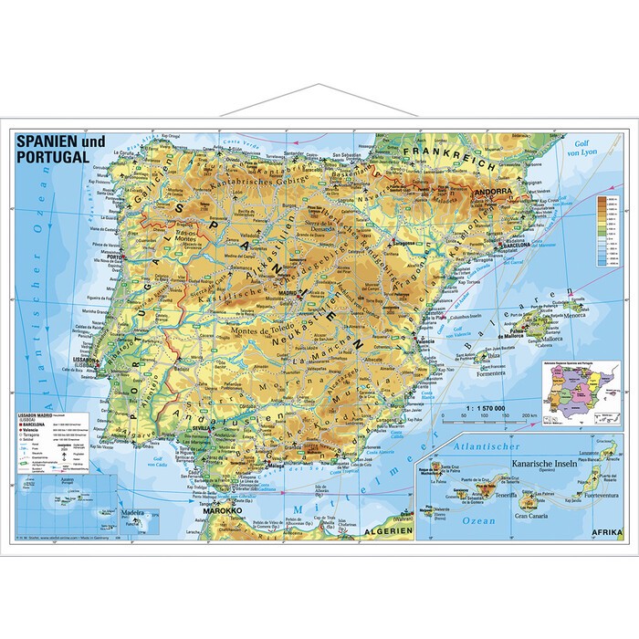 Heinrich Stiefel: Spanien und Portugal physisch mit UNESCO Welterbestätten und Nationalparks
