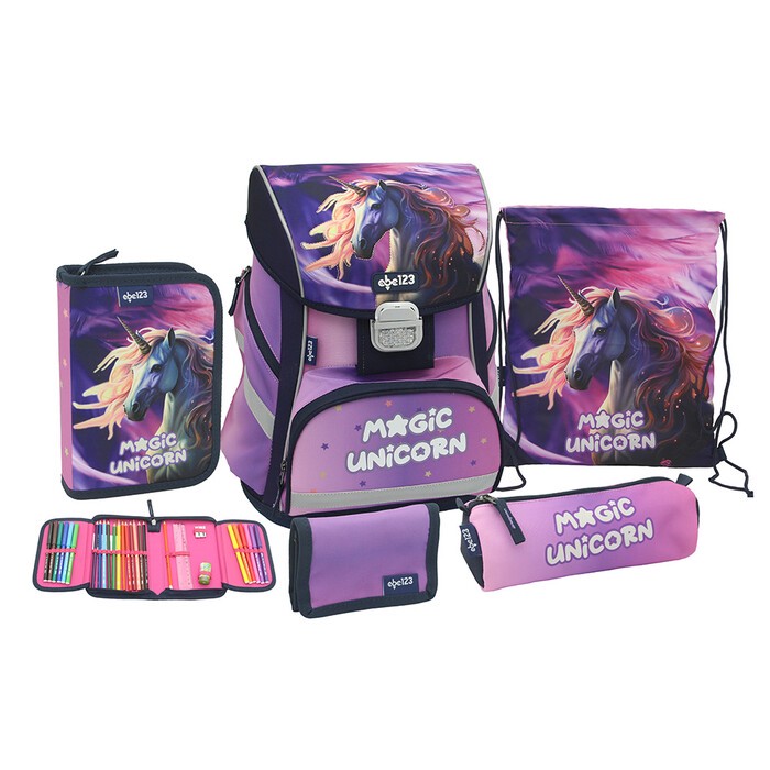 Schultaschen-Set ABC123 Ergo Einhorn 5-teilig bunt