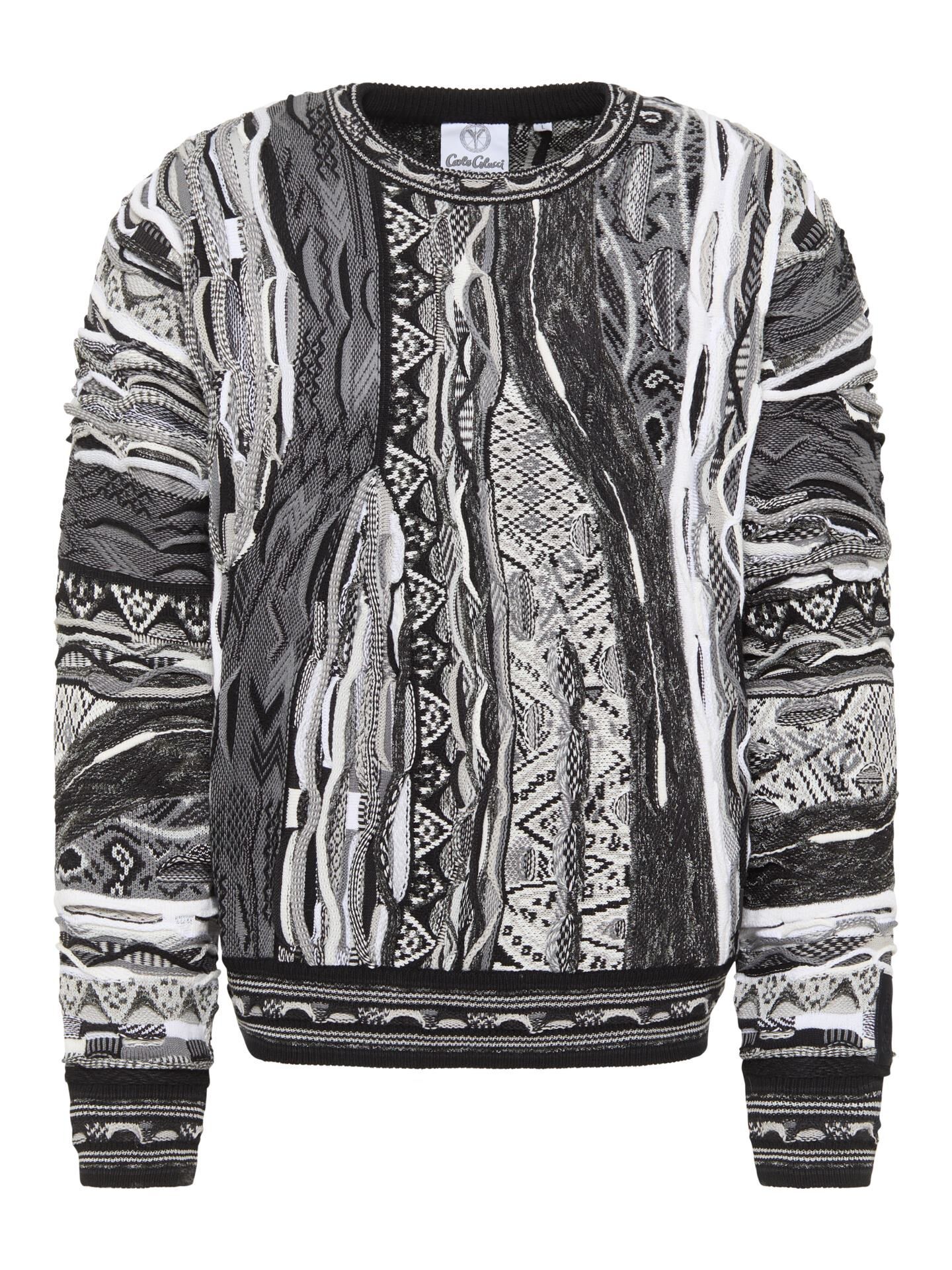 Carlo Colucci Strickpullover - Anthrazit / Mehrfarbig XL