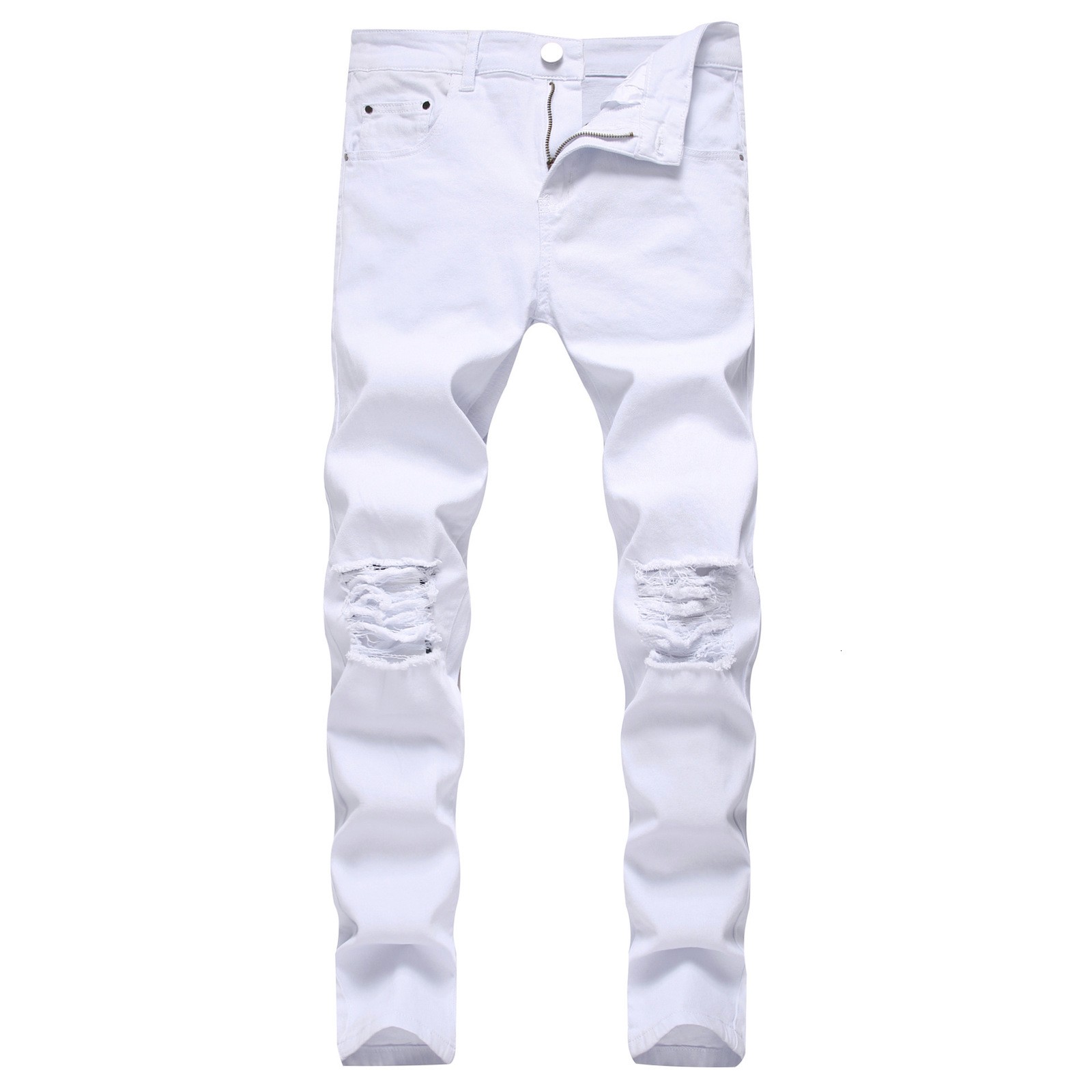 Denim high street fashion brand pure black slim fit small foot elastic jeans mens slim fit 230131