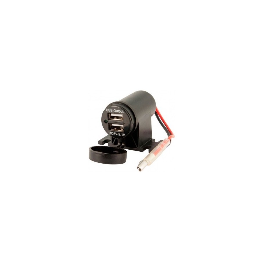 Adaptateur USB - 2 ports 5V-2.1A - Montage en surface / Sous-structure - 12V - noir